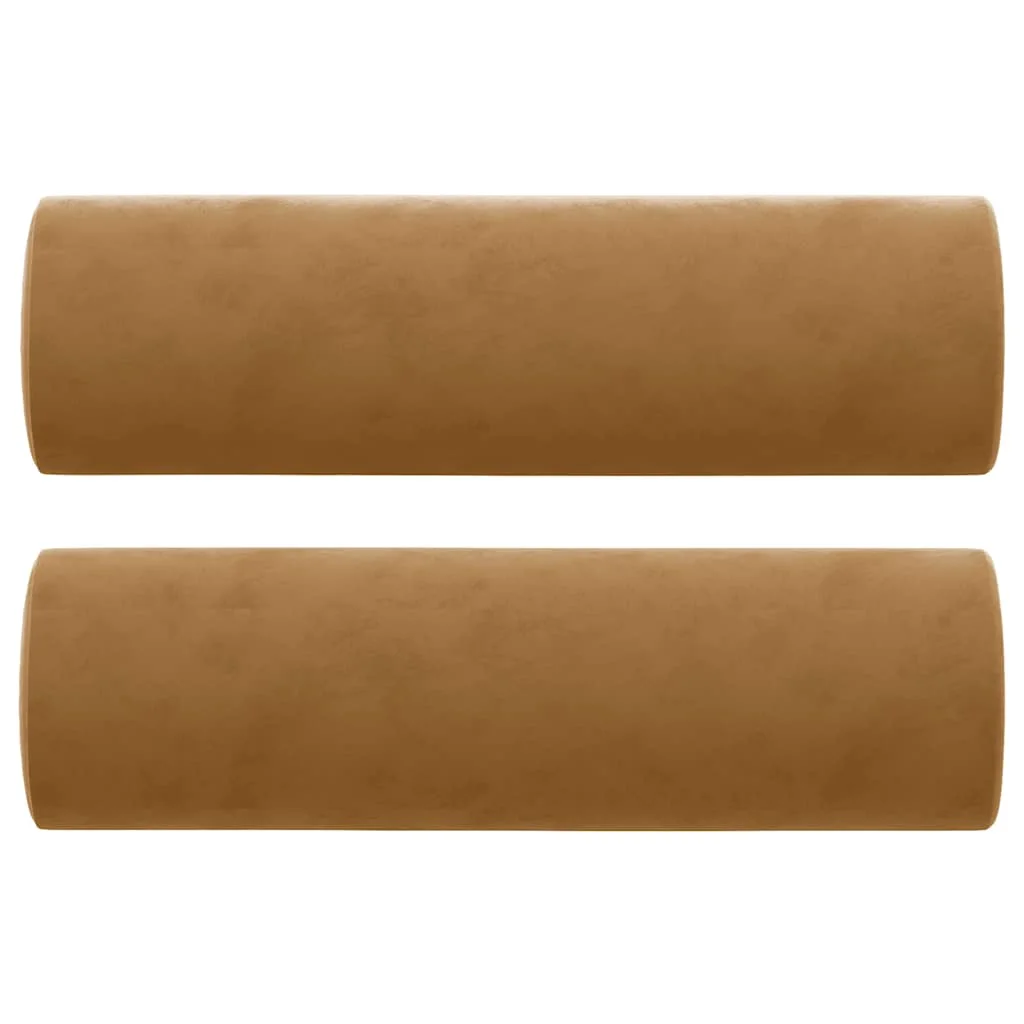 Dekoratívne vankúše 2 ks hnedé Ø15x50 cm zamat
