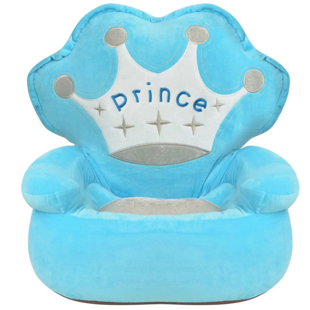 Detské plyšové kreslo Prince, modré 