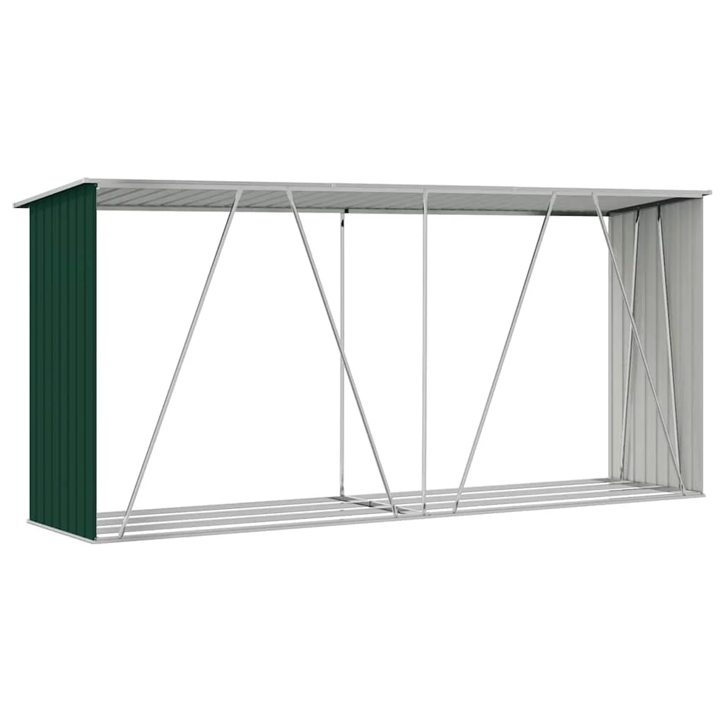 Záhradná kôlňa na drevo galvanizovaná oceľ 330x84x152 cm zelená
