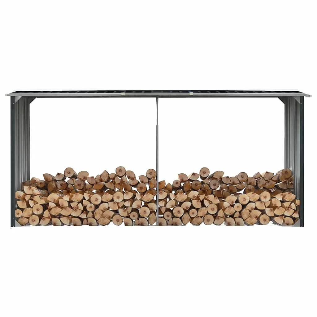 Záhradná kôlňa na drevo antracitová 330x92x153 cm galvanizovaná oceľ