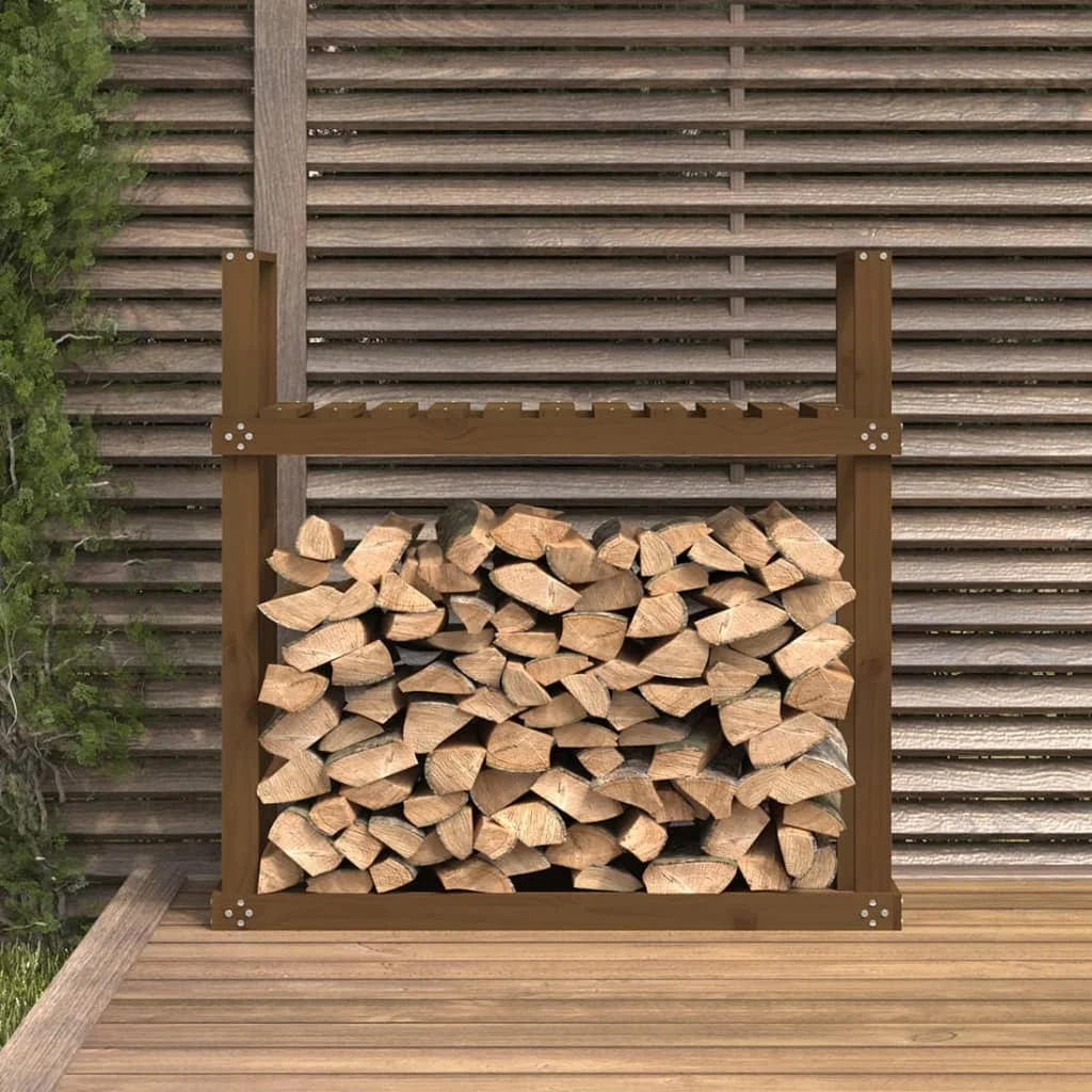 Stojan na palivové drevo medový 110x35x108,5cm masívna borovica