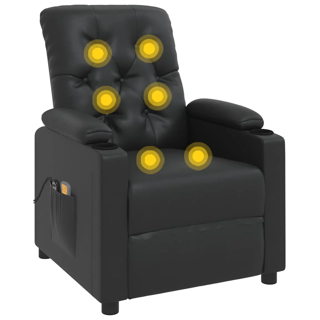 Zdvíhacie masážne kreslo čierne umelá koža