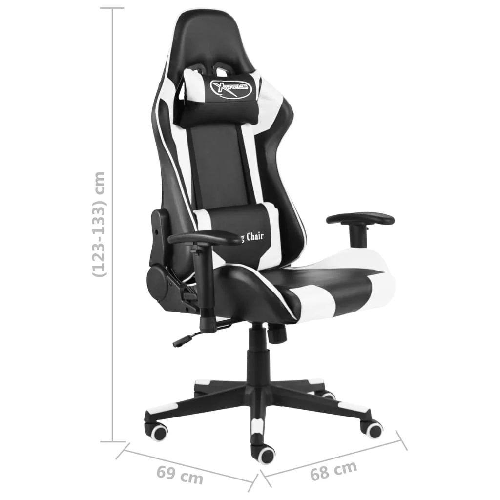 Otočná herná stolička biela PVC
