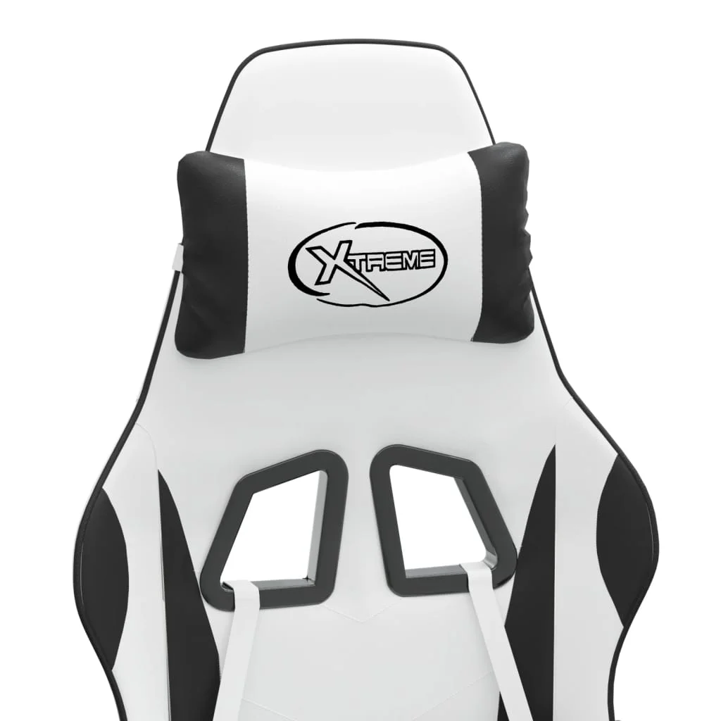 Herná stolička biela a čierna umelá koža