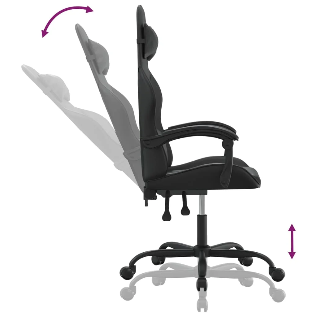 Otočná herná stolička čierna umelá koža