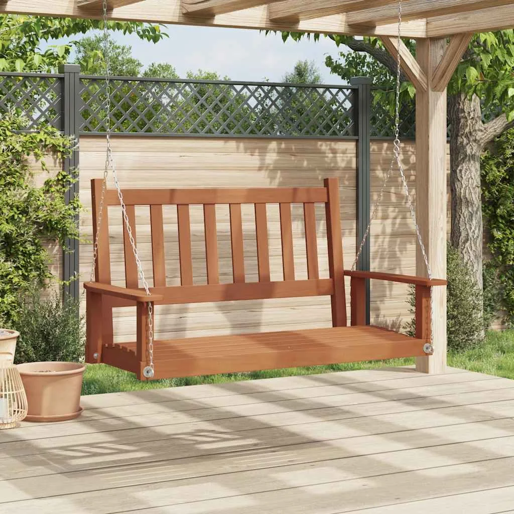 Záhradná hojdacia lavička s retiazkami hnedá jedľový masív