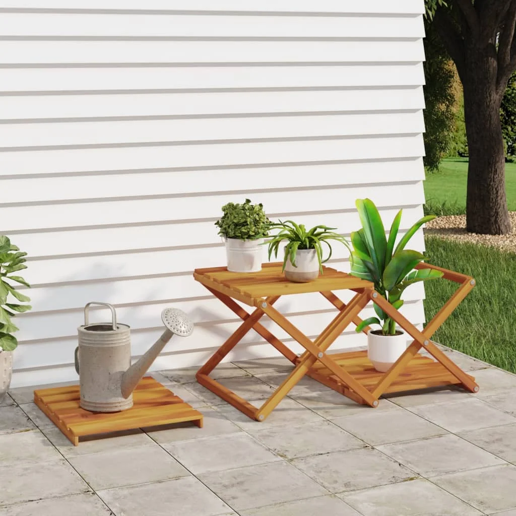 3-poschodová skladacia polica hnedá 43x31x63 cm akáciový masív