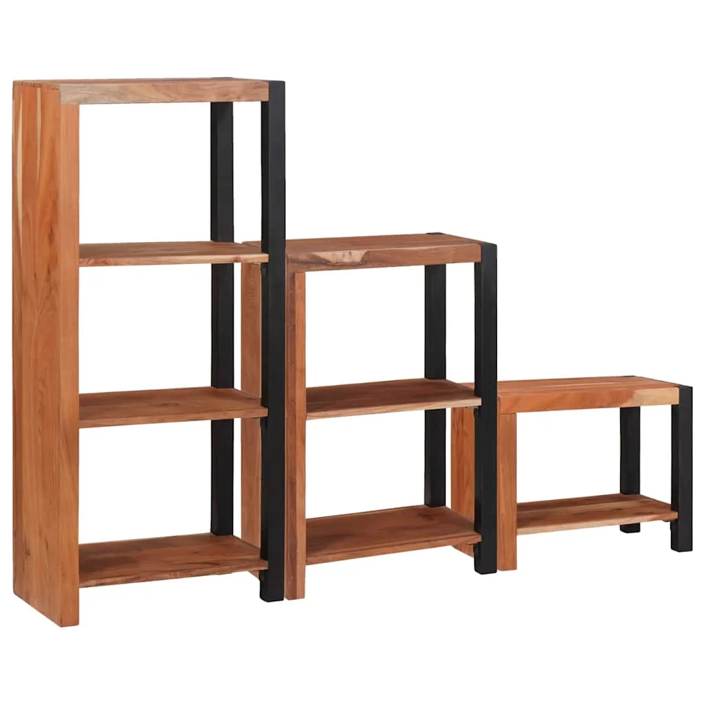 Regál na knihy 3 pcs Hnedá 50 x 30 x 110 cm Akáciový masív