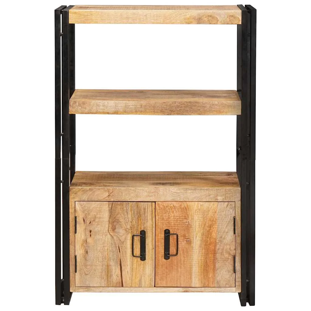 Knižnica s dverami Hnedá Masívne hrubé mangovníkové drevo a kov