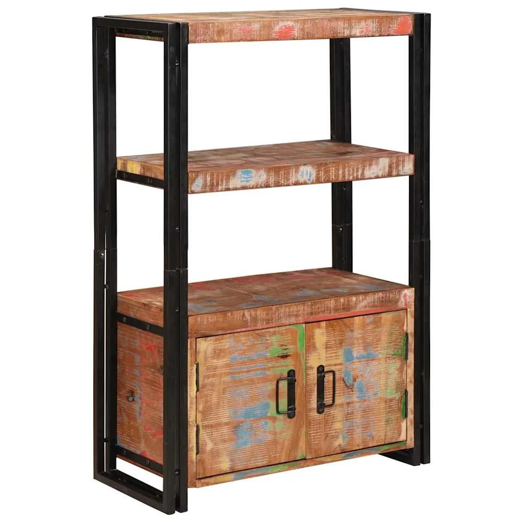 Knižnica s dverami Hnedá Masívne zrecyklované drevo a kov