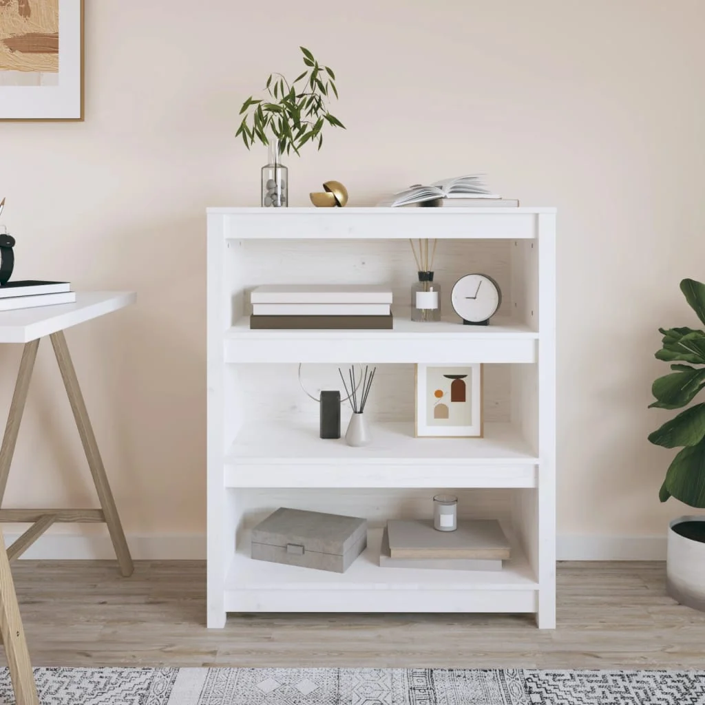 Knižnica biela 80x35x97 cm masívna borovica