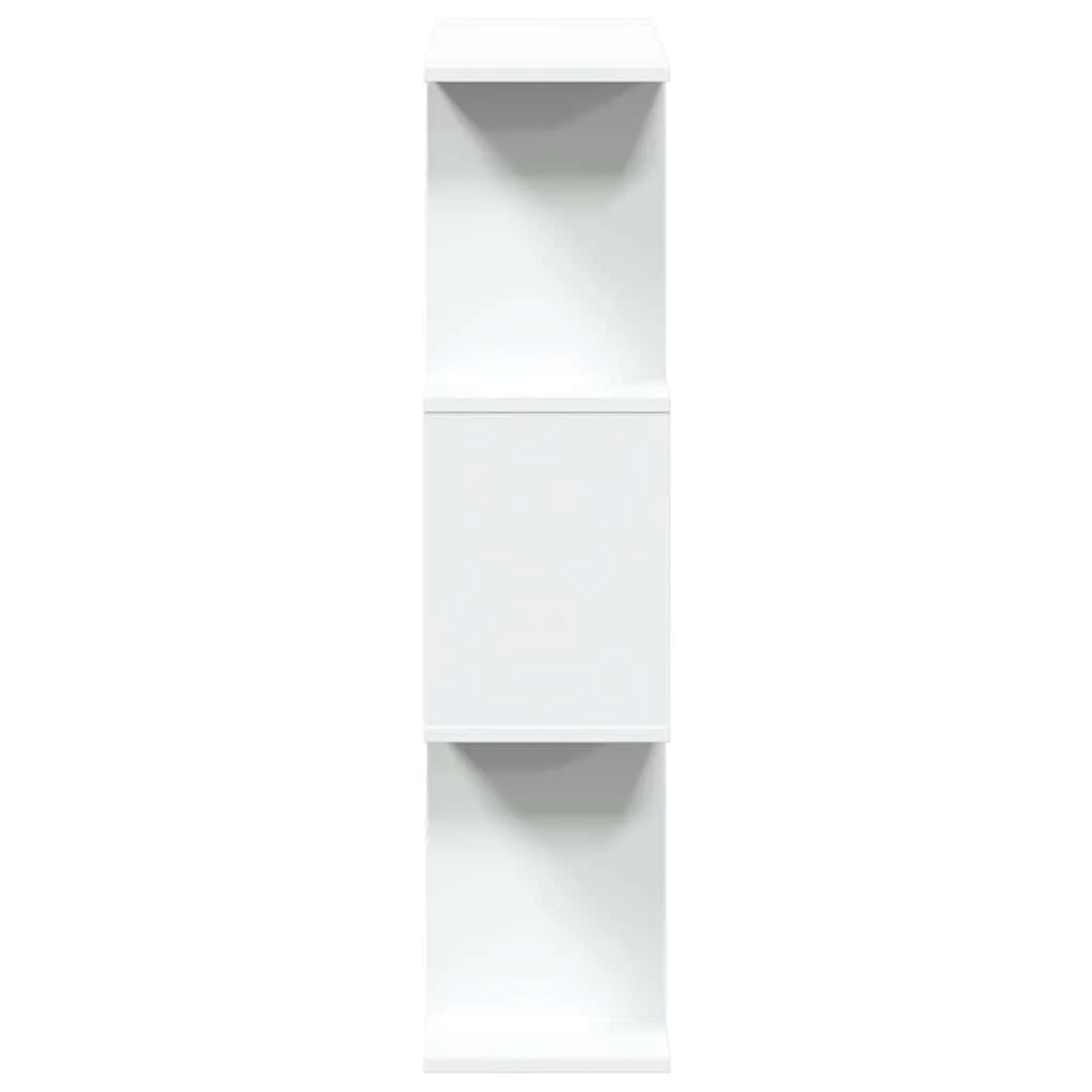 Knižnica s deliacou stenou, 3-poschodová, biela, 70x24x97 cm, z umelého dreva
