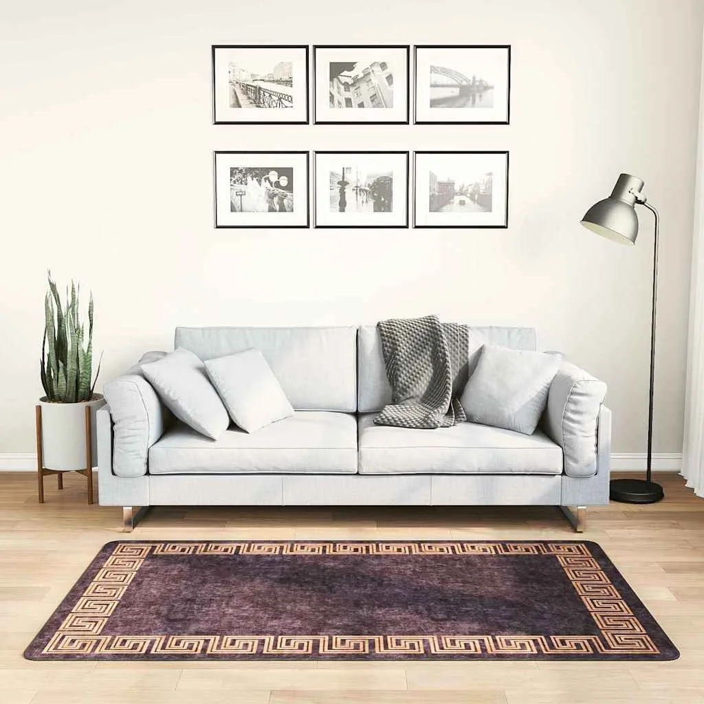 Prateľný koberec 80x150 cm čierno-zlatý protišmykový
