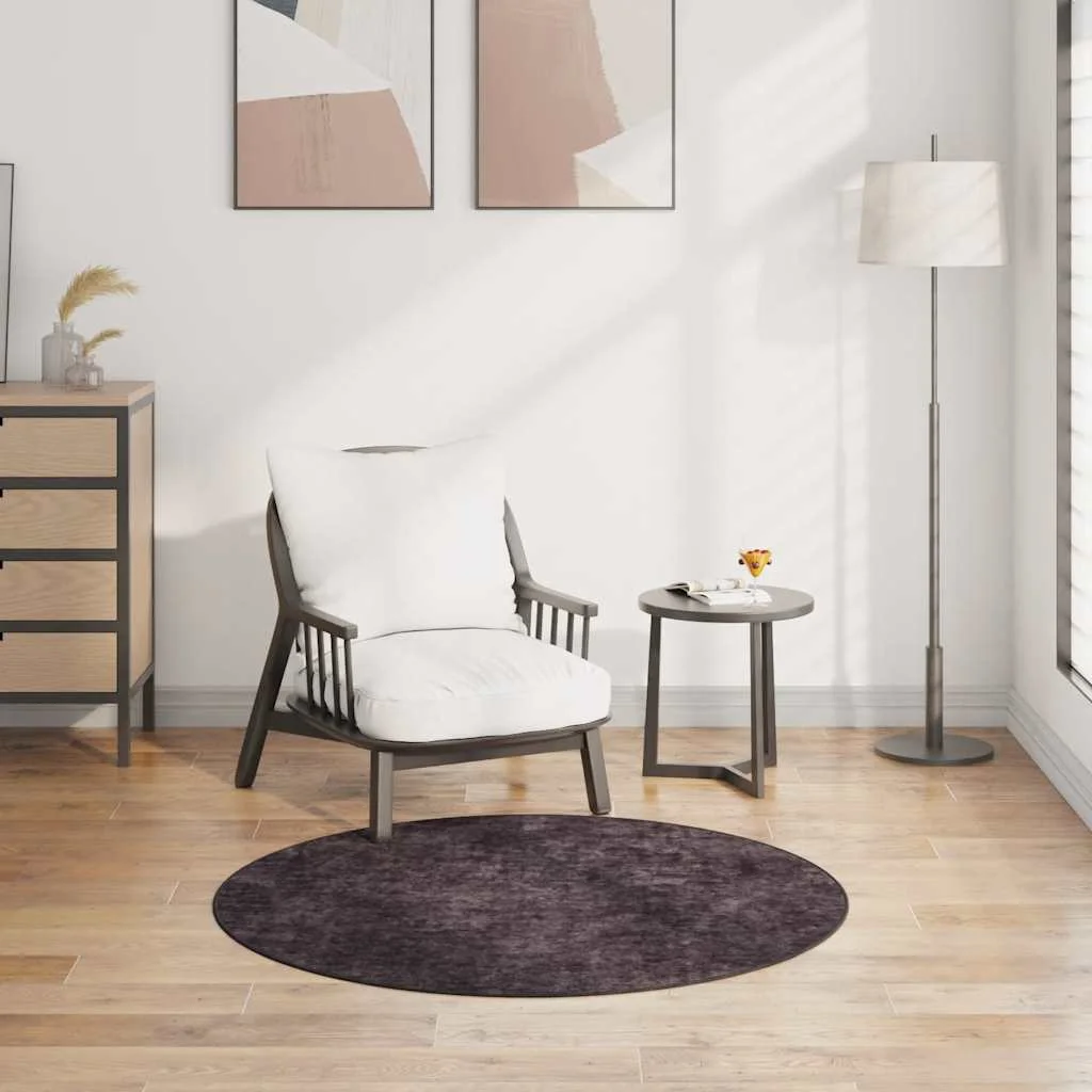 Prateľný koberec φ120 cm antracitový protišmykový