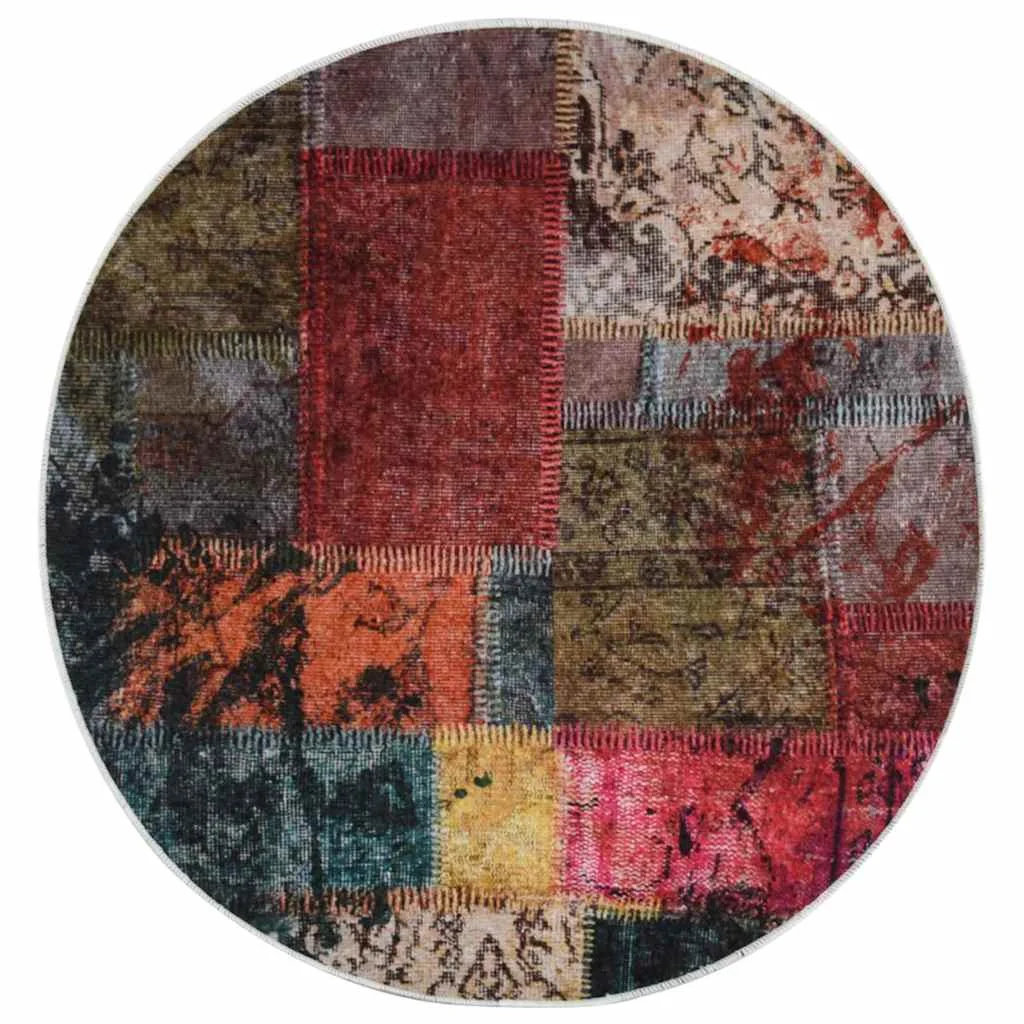Prateľný koberec patchwork φ120 cm viacfarebný protišmykový