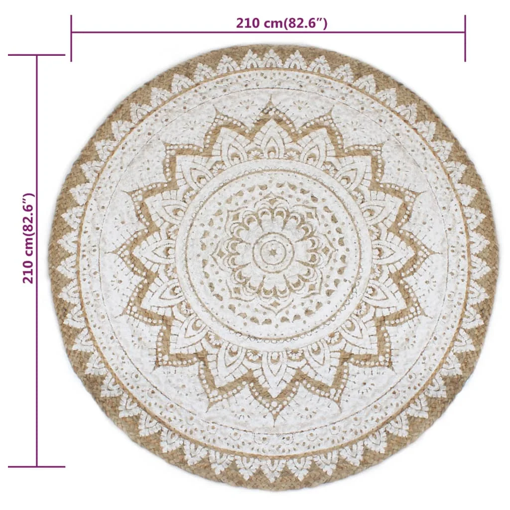 Pletený koberček z juty, 210 cm, okrúhly