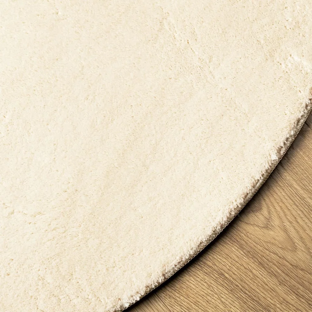 Koberec HUARTE s krátkym vlakom umývateľný krémový Ø 80 cm