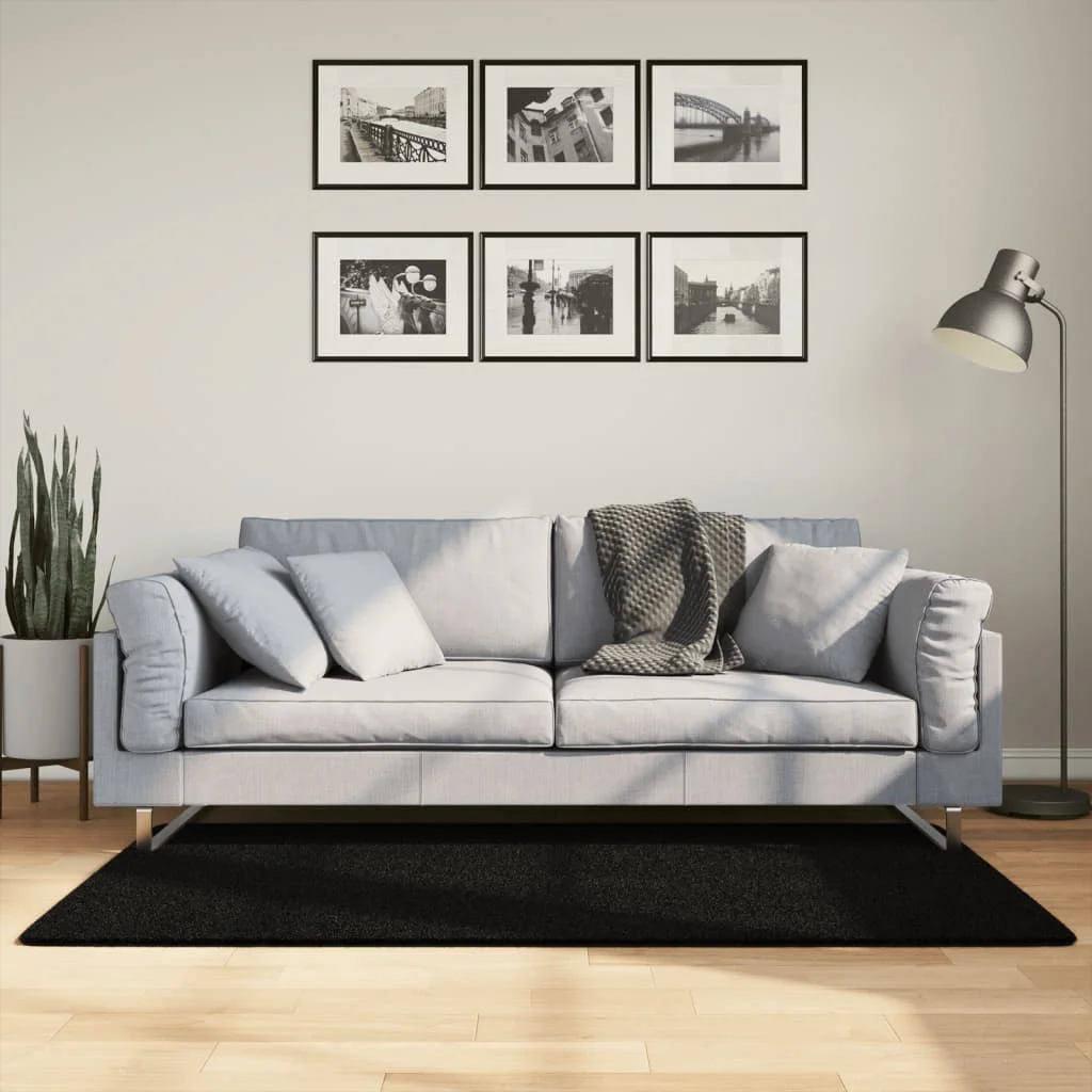 Koberec HUARTE s krátkym vlakom umývateľný čierny 80x150 cm