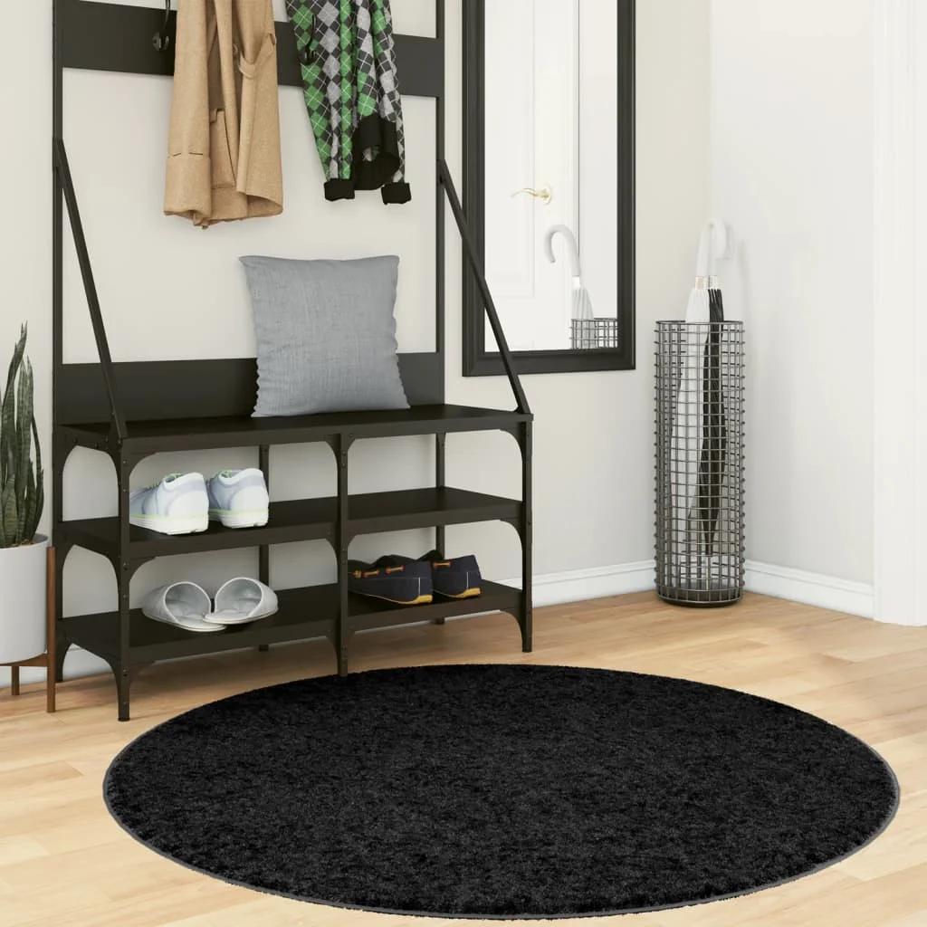 Koberec OVIEDO, krátky vlas, čierny Ø 120 cm