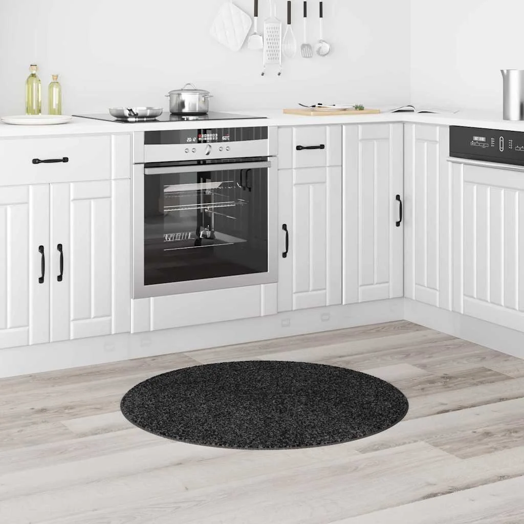 Protišmykový Shaggy Koberec Tmavo šedá 90 x 90 cm PP