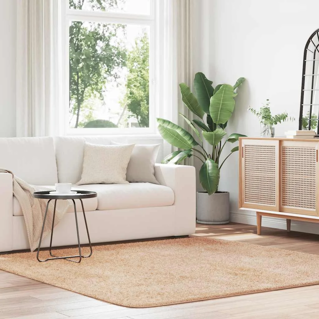 Chlpatý koberec s vysokým vlasom NAVARRA béžová 200x200 cm