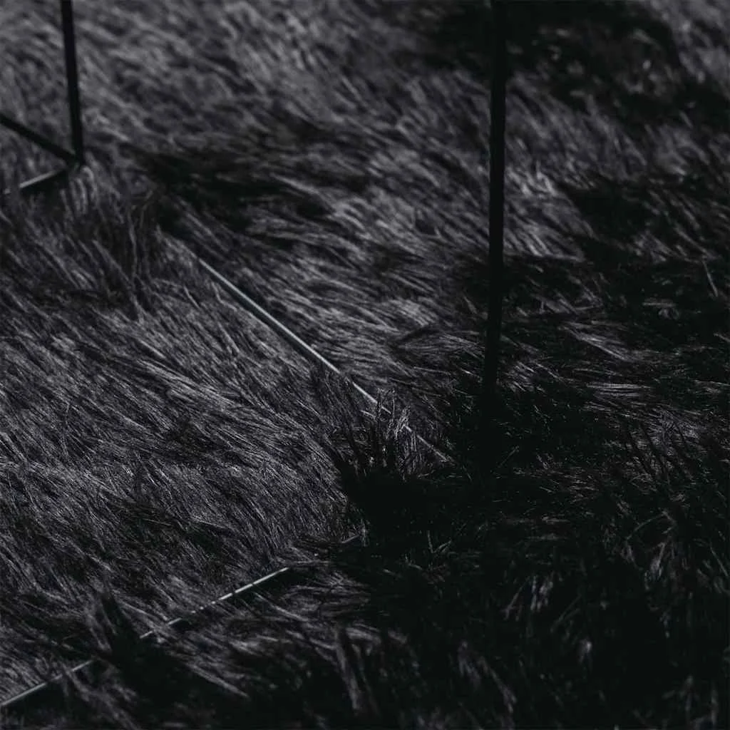 Chlpatý koberec s vysokým vlasom NAVARRA čierny 120x120 cm