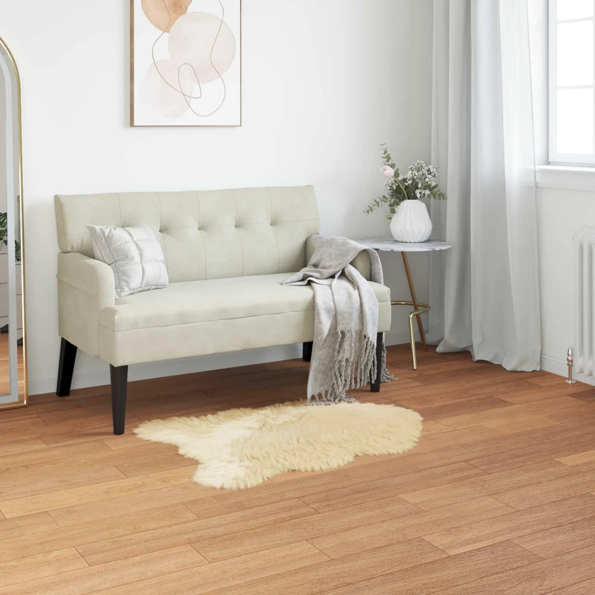 Falošný ovčí kožušinový koberec Tafalla Krémová 50 x 80 cm