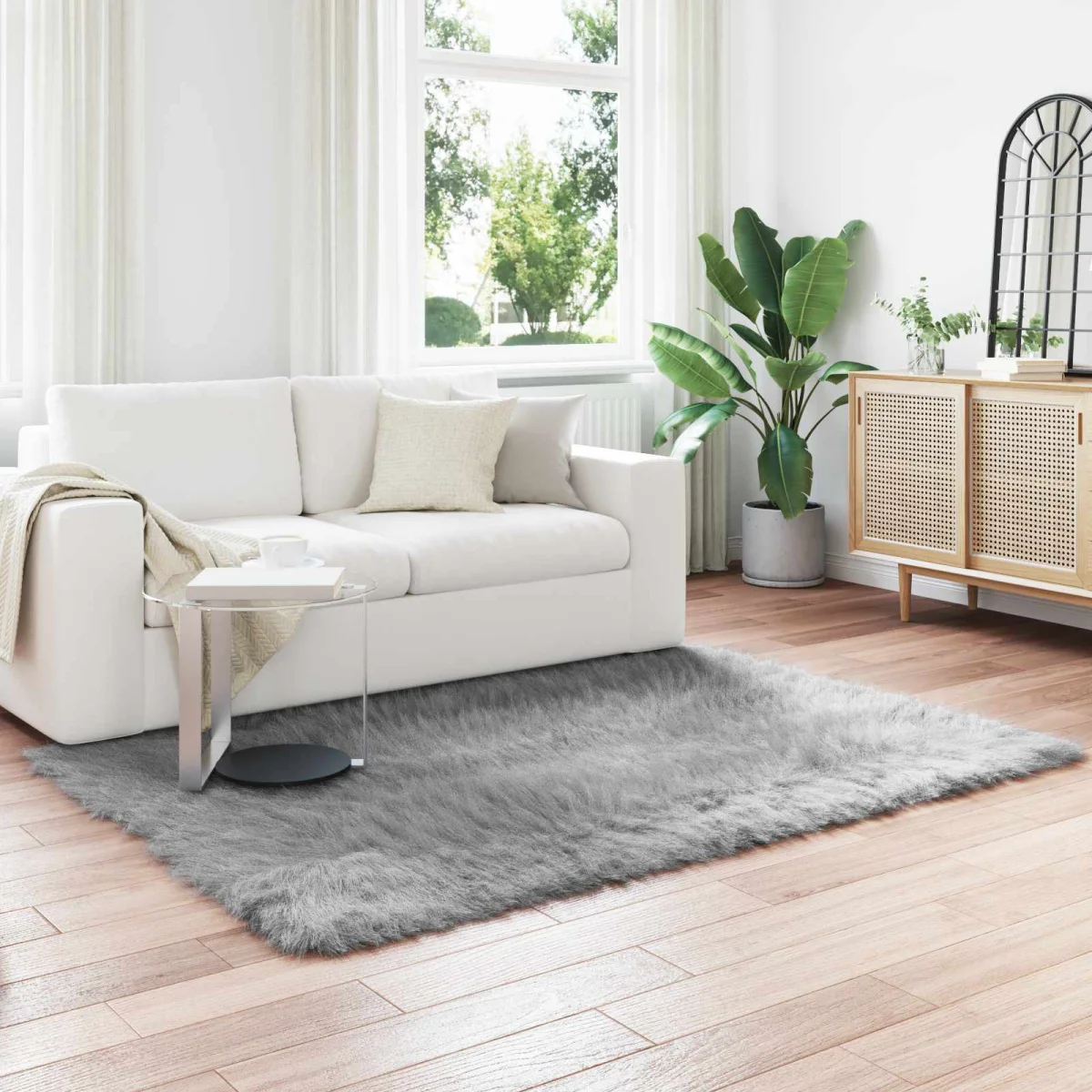 Falošný ovčí kožušinový koberec Tafalla Sivá 120 x 170 cm