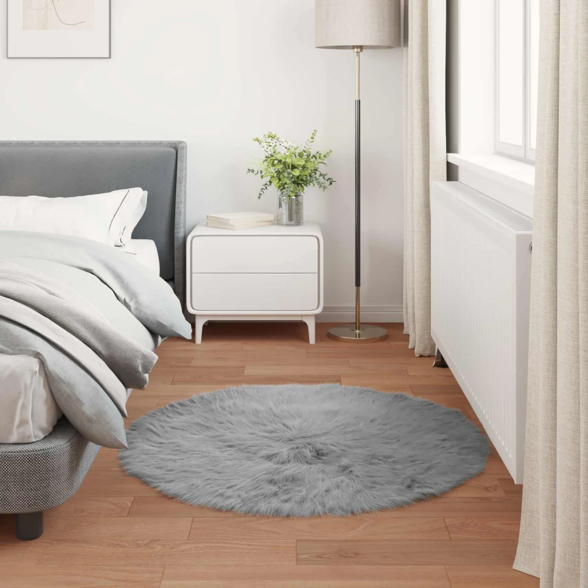 Falošný ovčí kožušinový koberec Tafalla Sivá Ø 100 cm Polyester