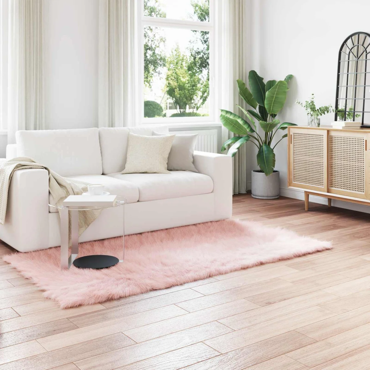 Falošný ovčí kožušinový koberec Tafalla Ružová 80 x 200 cm