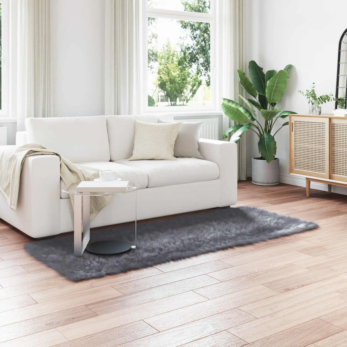 Falošný ovčí kožušinový koberec Tafalla Antracit 100 x 200 cm