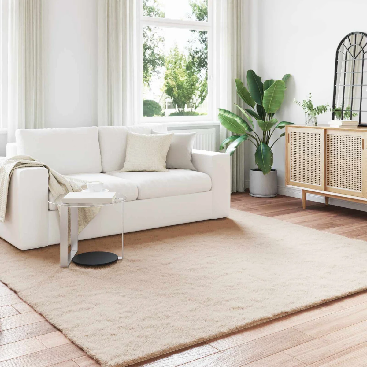 Koberec z umelej králikovej kožušiny Olite Sivohnedá