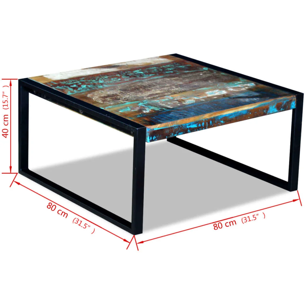 Konferenčný stolík, recyklovaný masív 80x80x40 cm