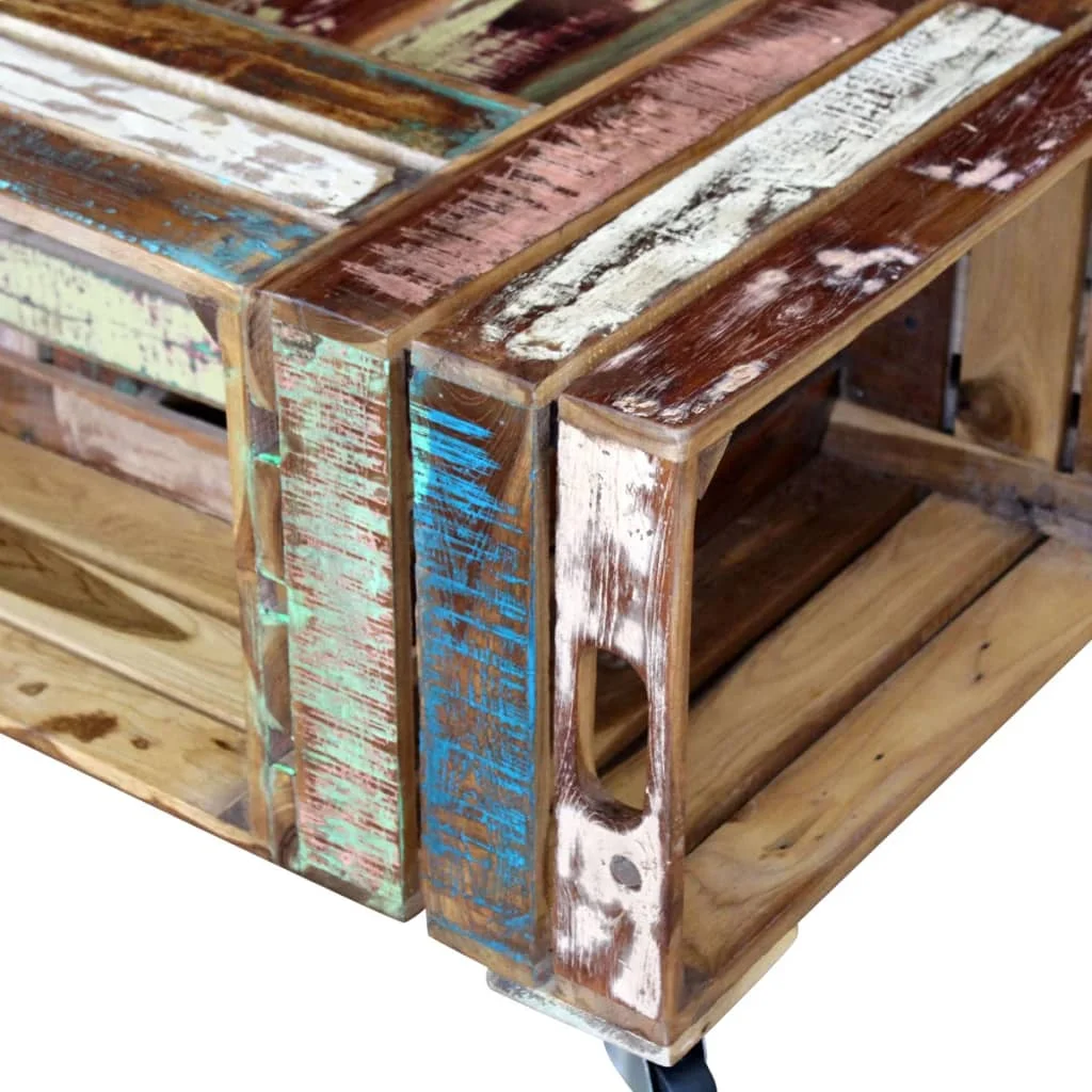 Konferenčný stolík, recyklovaný masív 70x70x35 cm
