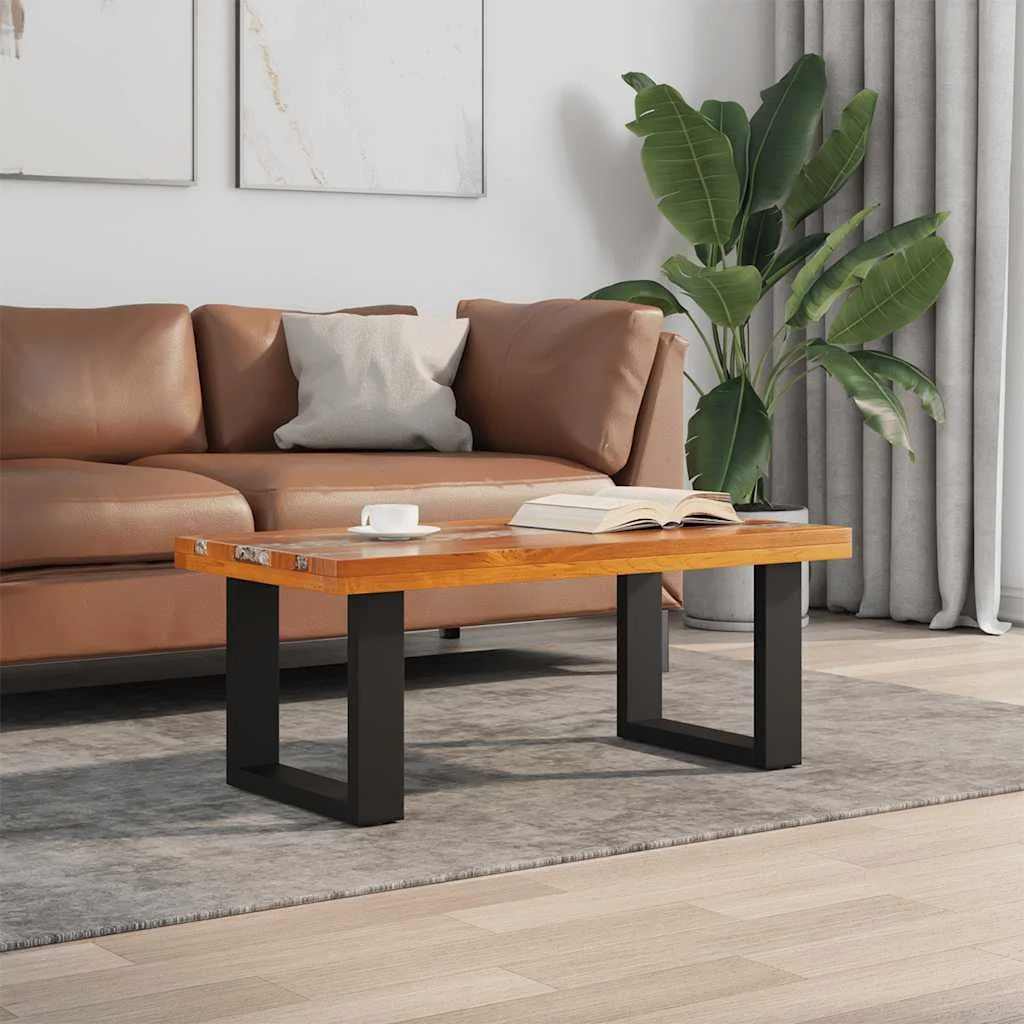 Konferenčný stolík z teakového dreva a živice, 100 x 50 cm
