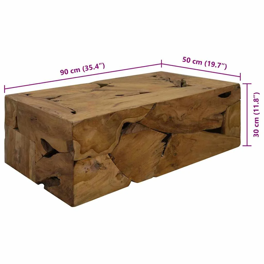 Konferenčný stolík, 90x50x30 cm, pravé teakové drevo, hnedý
