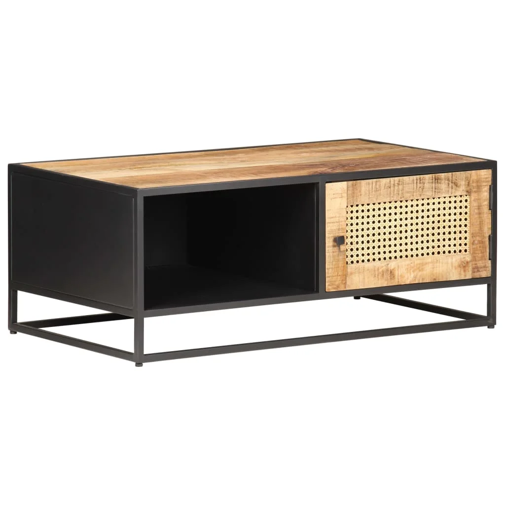 Konferenčný stolík 90x50x35 cm mangovník a prírodná trstina
