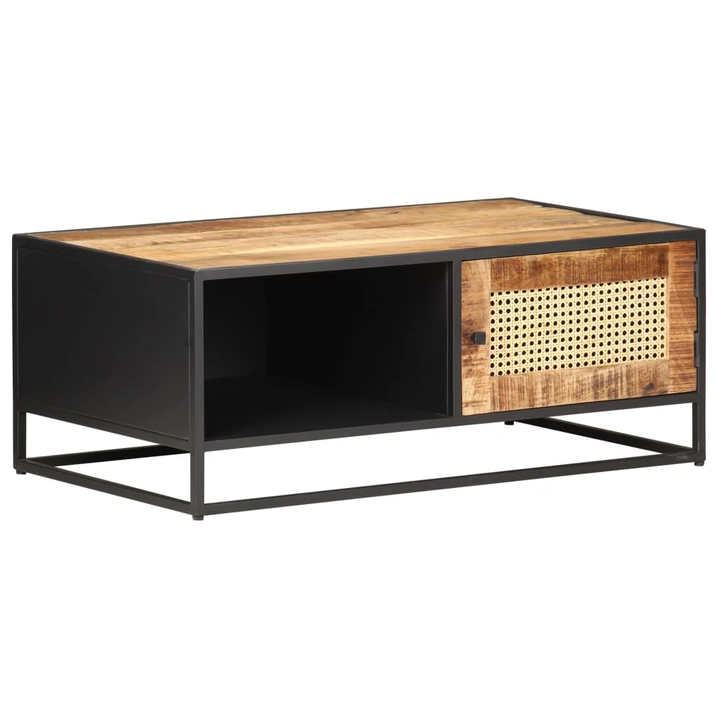 Konferenčný stolík 90x50x35 cm mangovník a prírodná trstina
