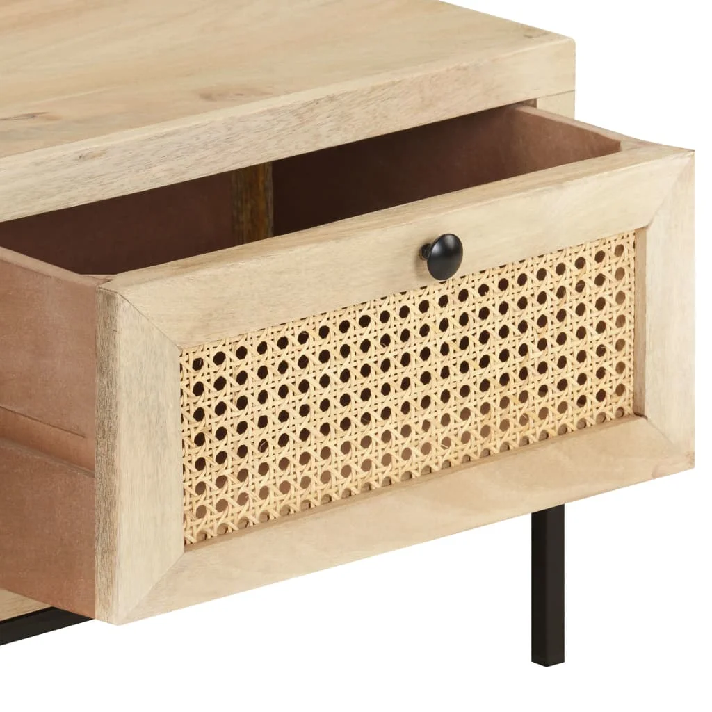 Konferenčný stolík 90x50x40 cm mangovníkové drevo a prírodná trstina