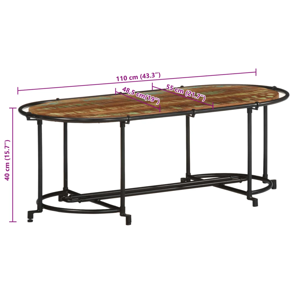 Konferenčný stolík 110x55x40 cm, recyklovaný masív