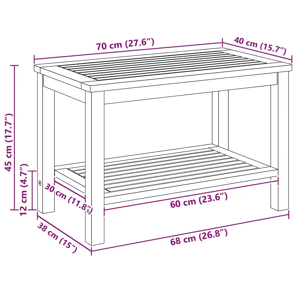Bočný stôl Hnedá 70 x 40 x 45 cm Pevné akáciové drevo