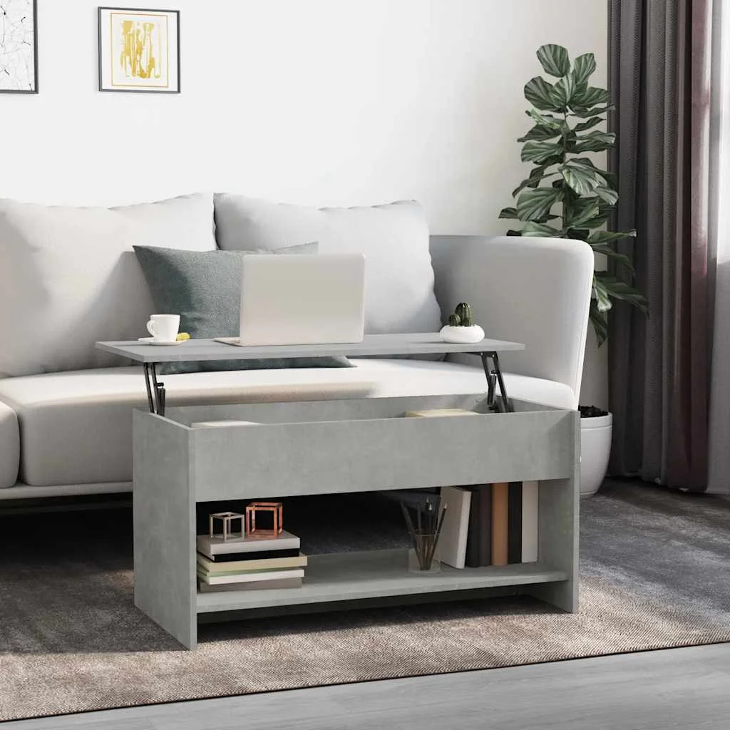 Konferenčný stolík betónový sivý 102x50x52,5cm spracované drevo