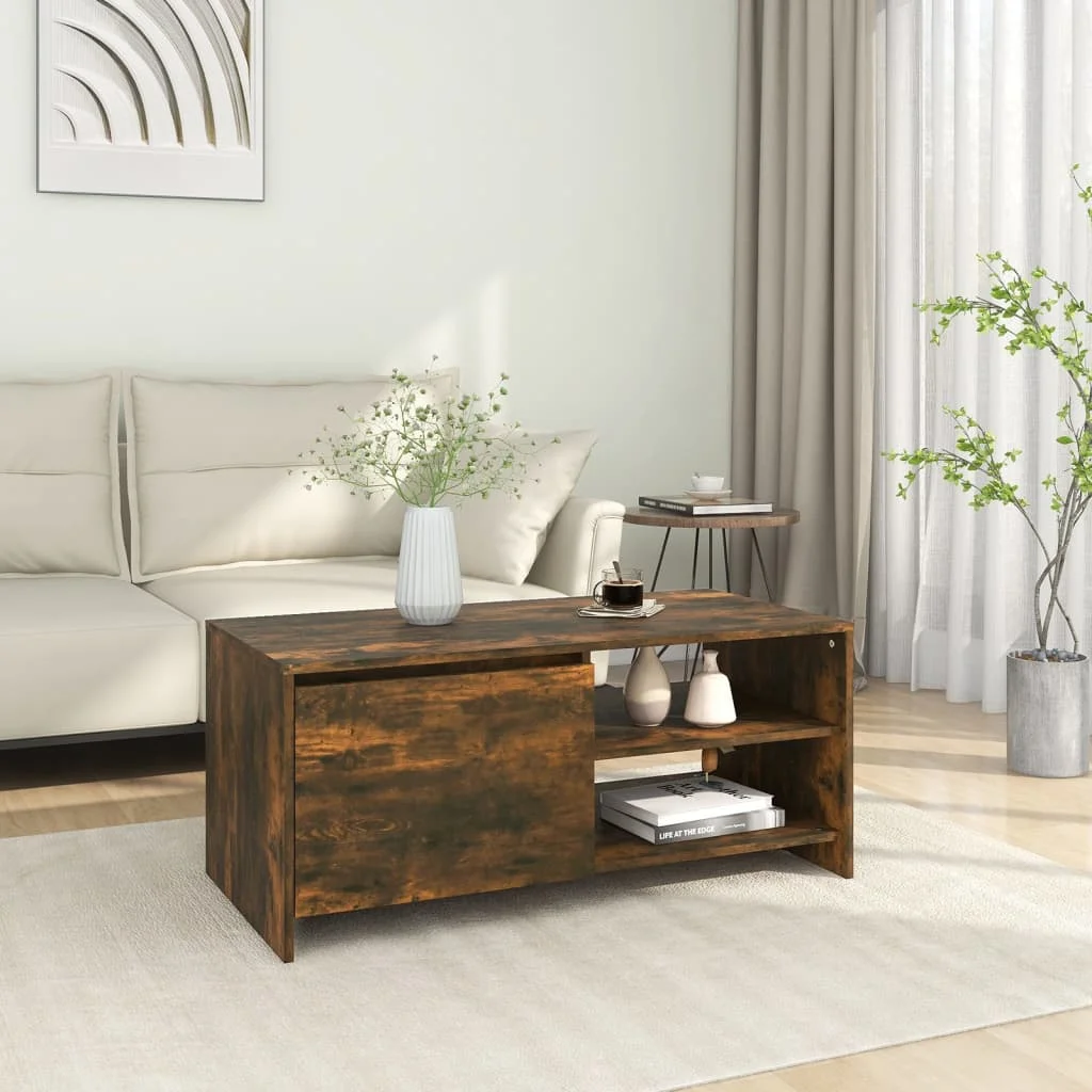 Konferenčný stolík tmavý dub 102x50x45 cm spracované drevo