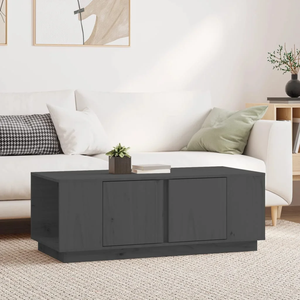 Konferenčný stolík sivý 110x50x40 cm borovicový masív