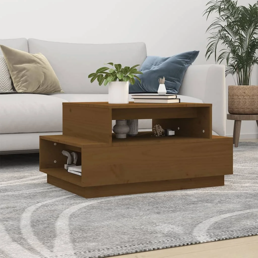 Konferenčný stolík medovo-hnedý 80x55x40,5 cm borovicový masív