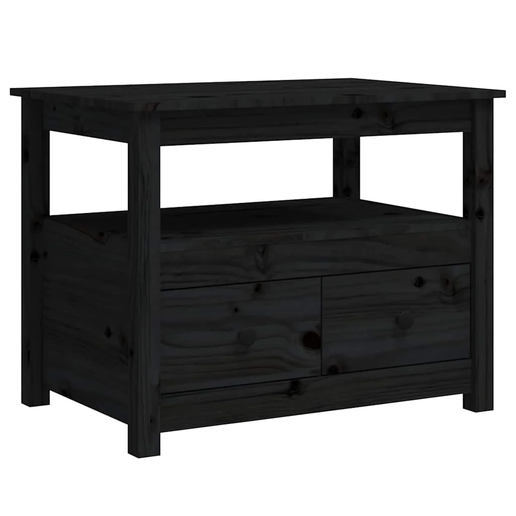 Konferenčný stolík čierny 71x49x55 cm borovicový masív