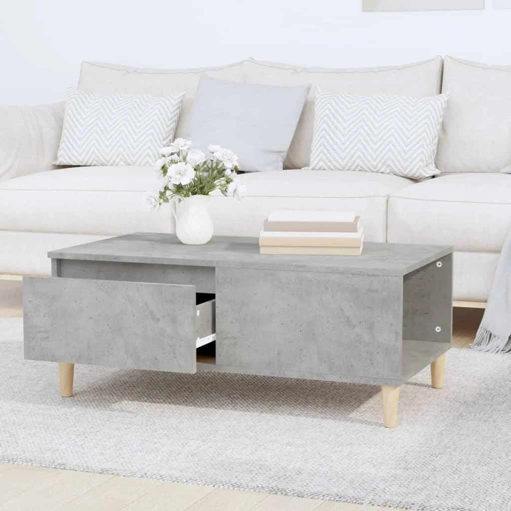 Konferenčný stolík betónový sivý 90x50x36,5 cm spracované drevo