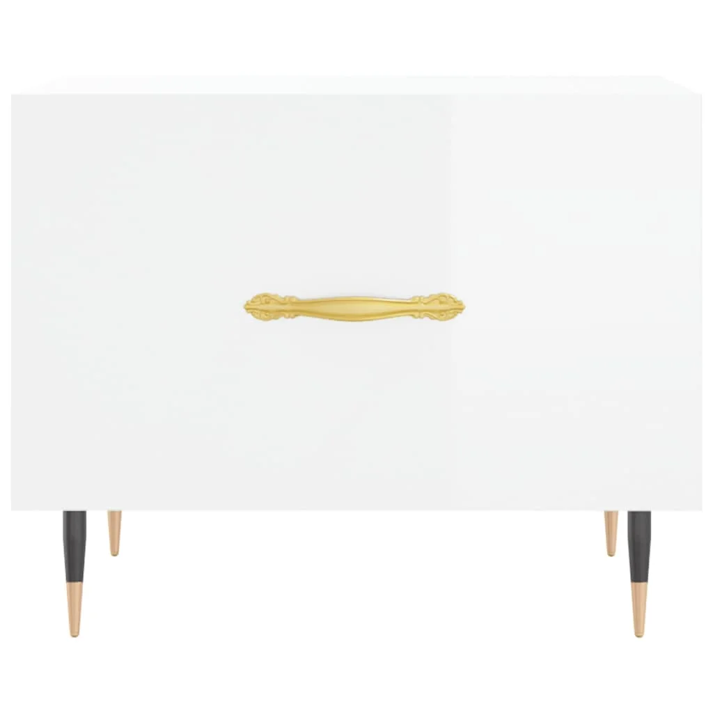Konferenčné stolíky 2 ks lesklé biele 50x50x40 cm kompoz. drevo