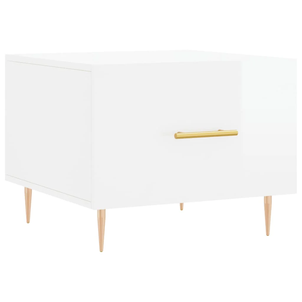 Konferenčné stolíky 2 ks lesklé biele 50x50x40 cm kompoz. drevo