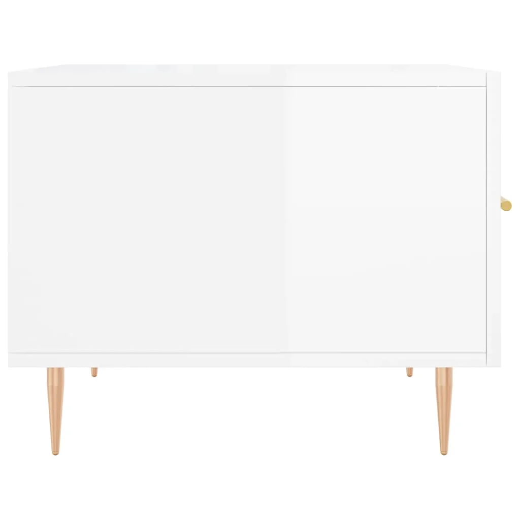 Konferenčné stolíky 2 ks lesklé biele 50x50x40 cm kompoz. drevo